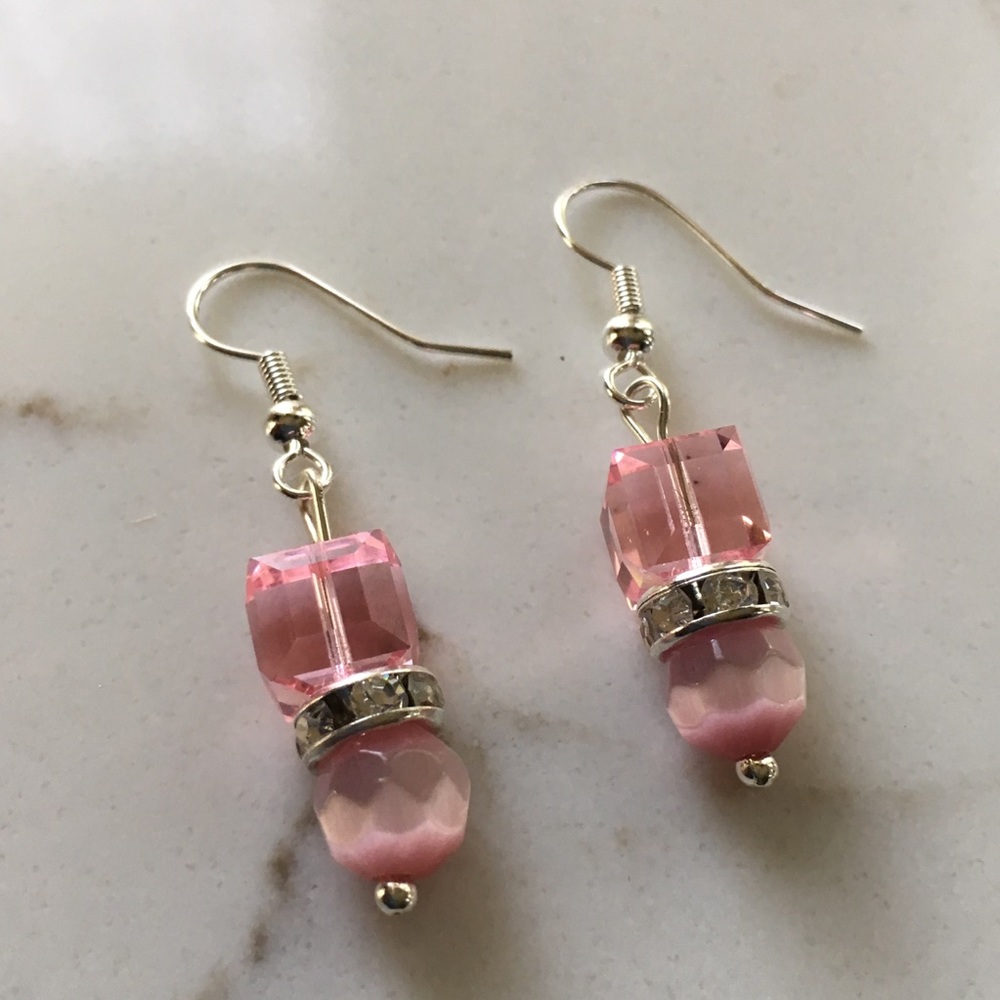 Pink glam dangle earrings